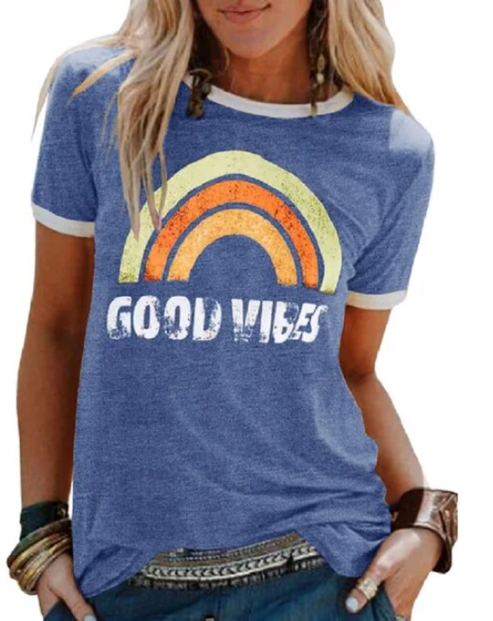 Good vibes Hippie rainbow t-shirt.