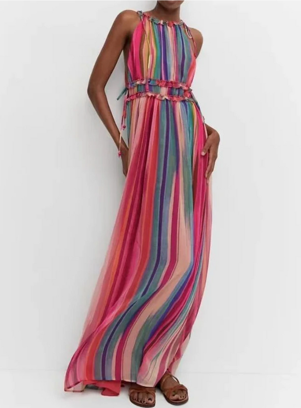 Nouvelle robe longue hippie colorée.