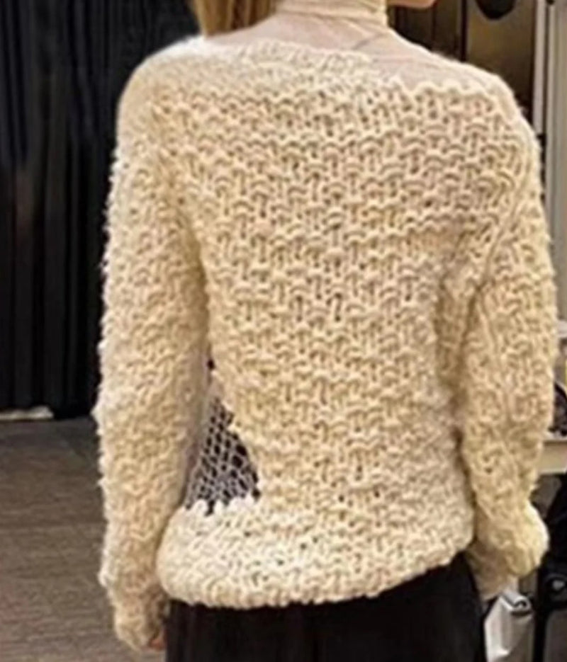 Pull Boho tricoté ample démaillée.