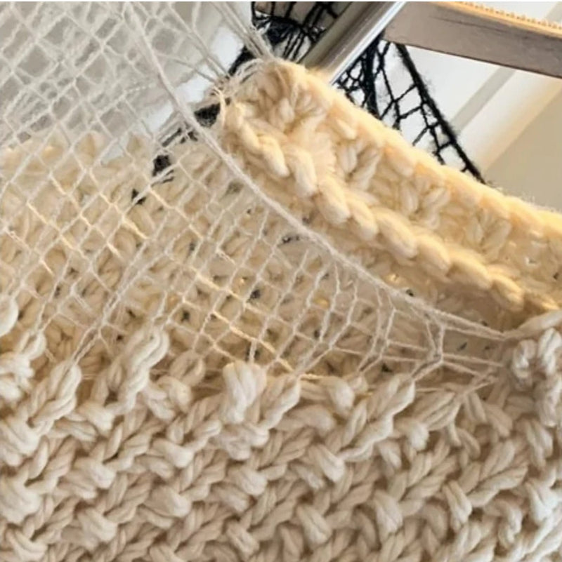 Pull Boho tricoté ample démaillée.