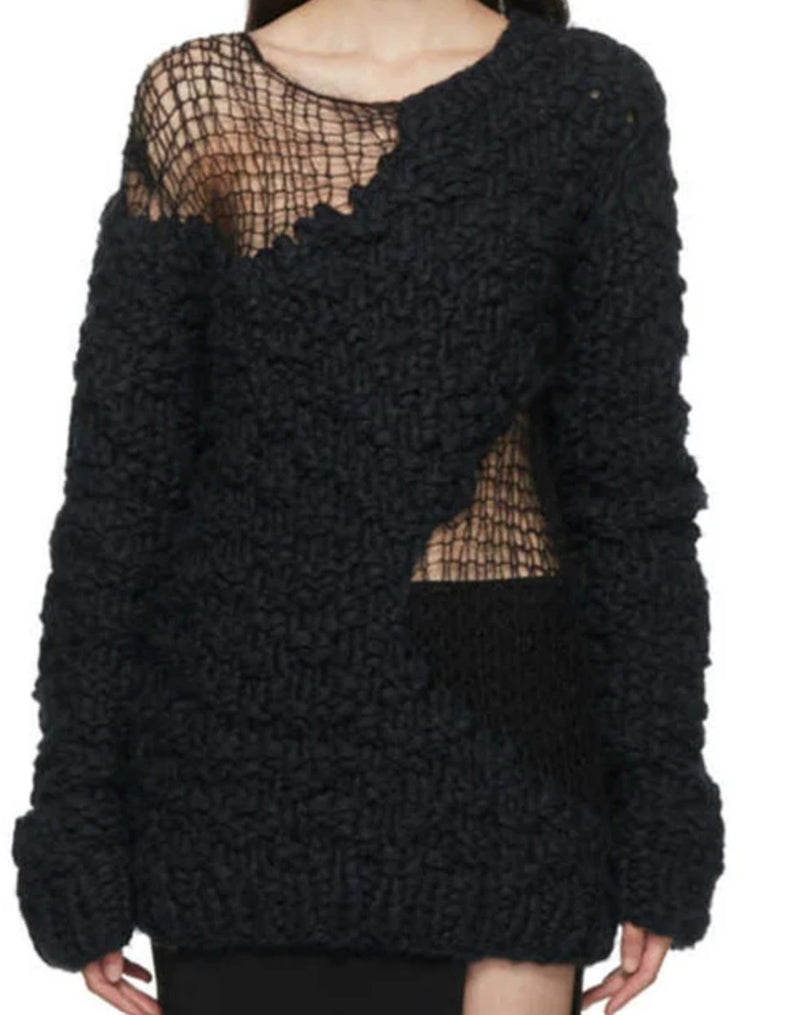 Pull Boho tricoté ample démaillée.