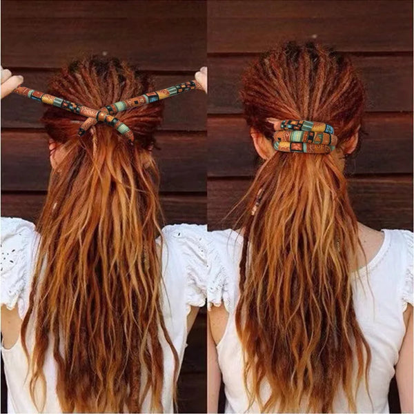 Patchwork hippie hair accessories.