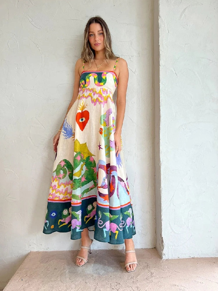 La robe longue colorée bohême artiste peintre.