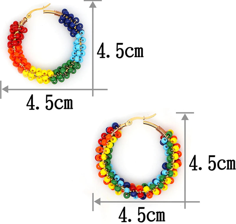 Bohemia multicolored hoop earrings in natural stones.