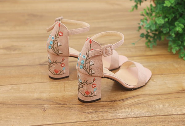 Bohemia sandals with embroidered heels.