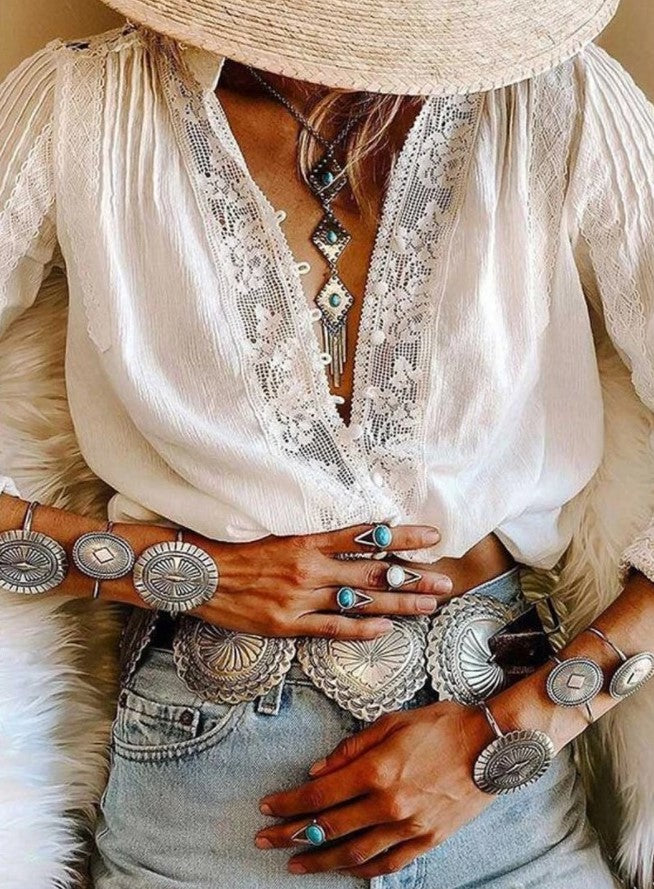 The embroidered cotton hippie tunic blouse.