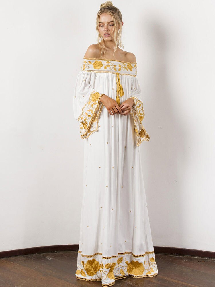 The embroidered hippie bohemian maxi dress.