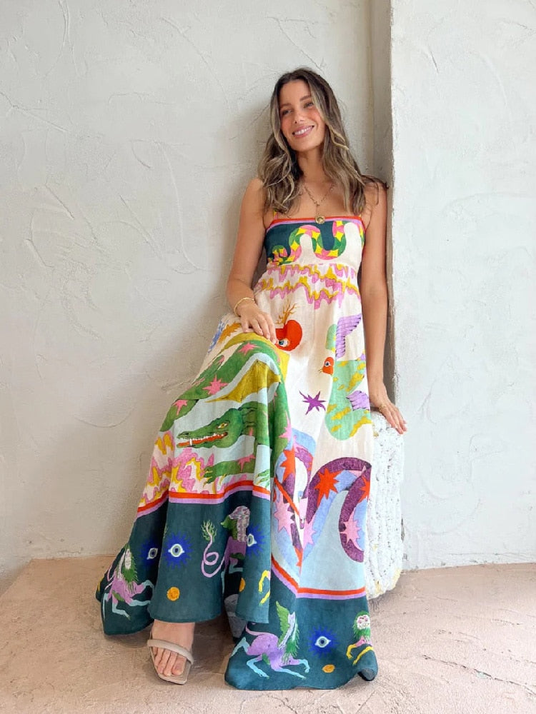 The long colorful bohemian artist painter dress.