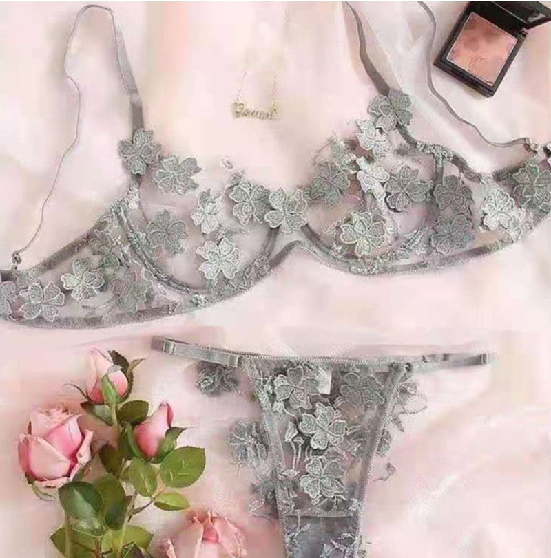 Gladioli Peach Floral Lace Bikini Underwear