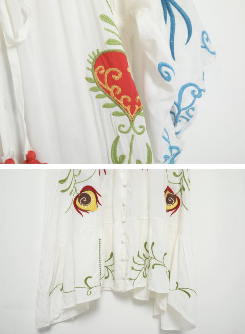 Bohemian hippie embroidered tunic dress.