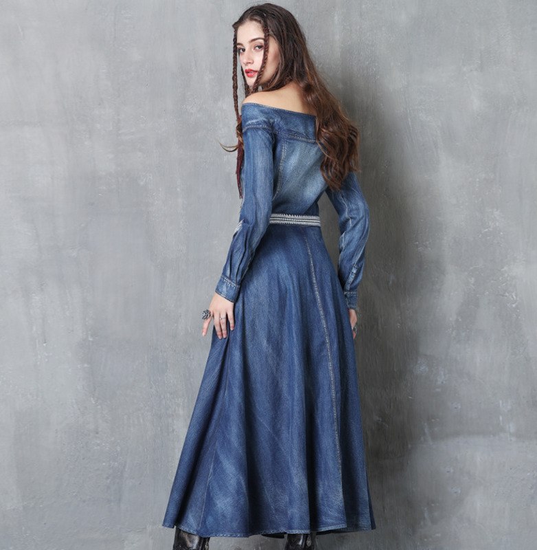 Vintage bohemian long jean dress.