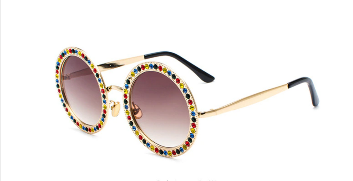 Lunette de soleil hippie strass multicolore. Bohemia Rhapsody