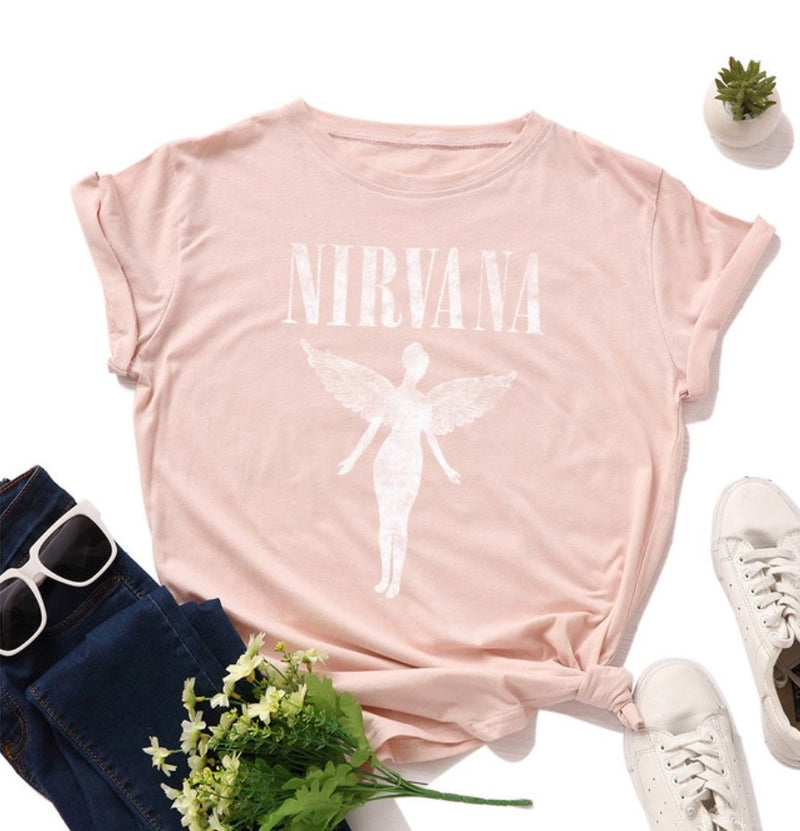 T-Shirt Nirvana hippie, imprimé recto-verso.
