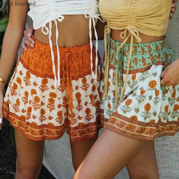 Boho inspired floral shorts, Bohemian style.