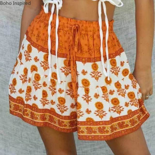 Boho inspiré short floral, style Bohême.