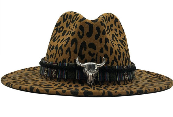 Leopard Hippie Wool Felt Hat.