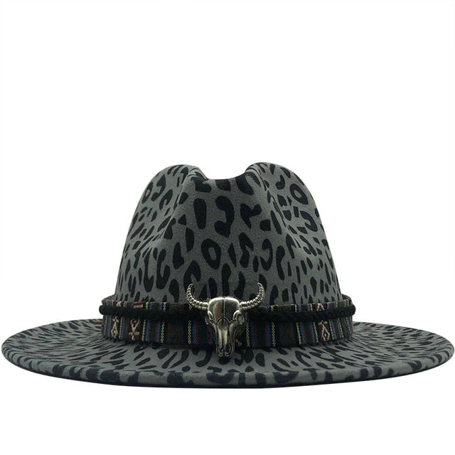 Chapeau de feutre de laine Hippie léopard.