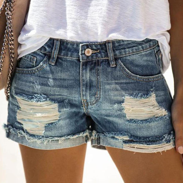 Hippie fashion denim shorts.