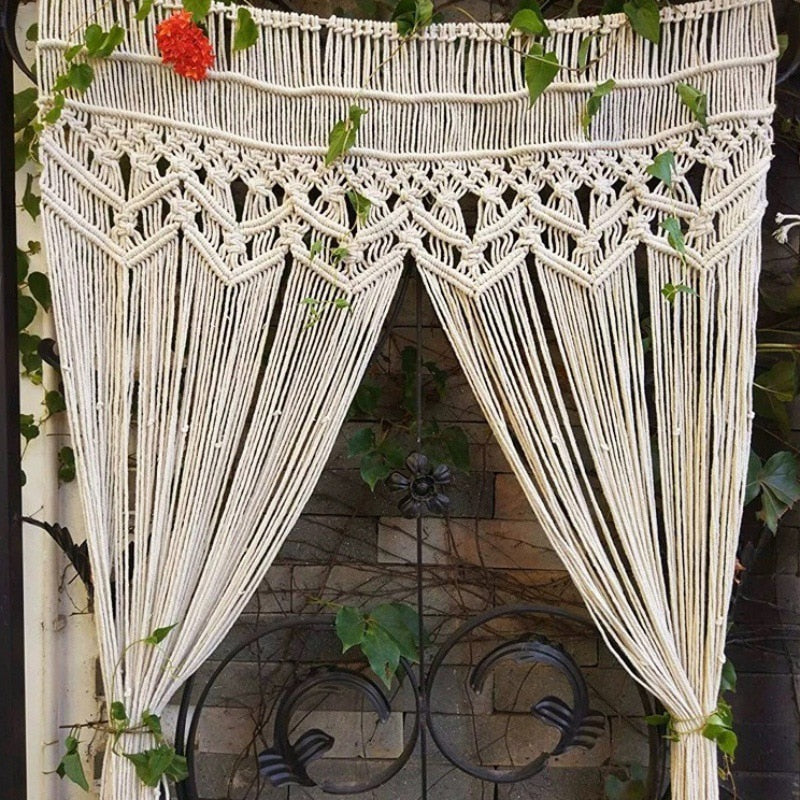 Bohemian macrame tapestry.