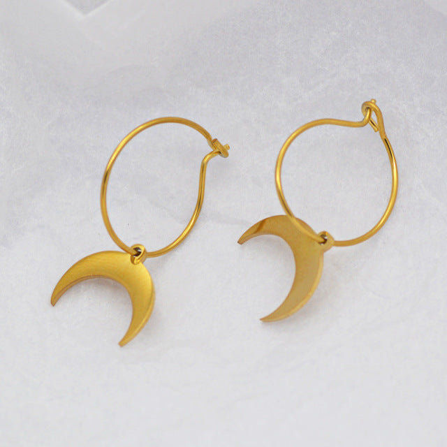 Bohemian moon star earrings.