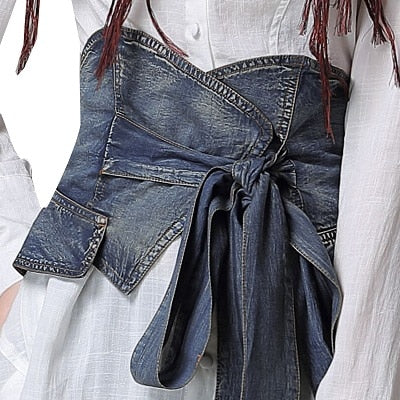 Boho Hippie Denim Corset Belt