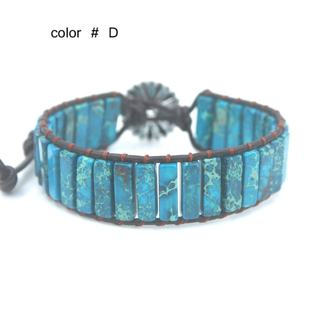 Natural corded stone hippie Bohemian chakra bracelet.
